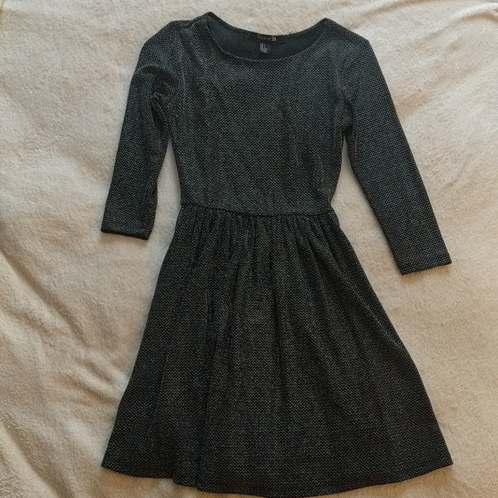 Black & metallic woven dress